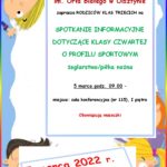 Plakat informacyjny dotyczący klasy czwartej o profilu sportowym