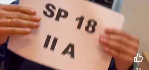 Dwie dłonie trzymają kartkę z wydrukowanym napisem - SP 18 II a.